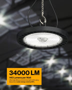 Sunco 6 Pack UFO LED High Bay Light, 240W, 5000K, 34800LM, Dimmable