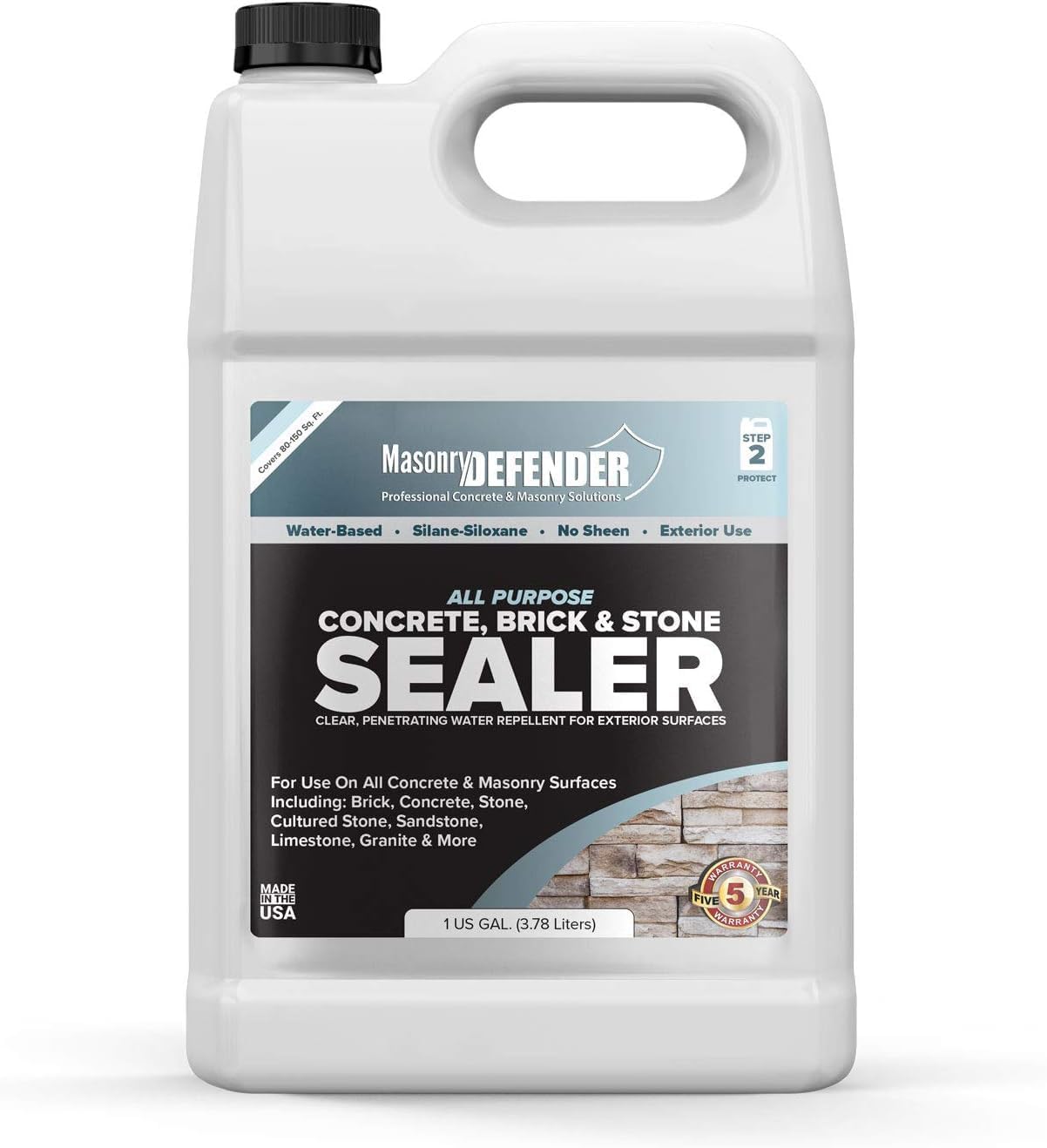 All Purpose Brick Stone & Concrete Sealer - Transparent Penetrating Waterproof Coating for Outdoor Masonry Surfaces