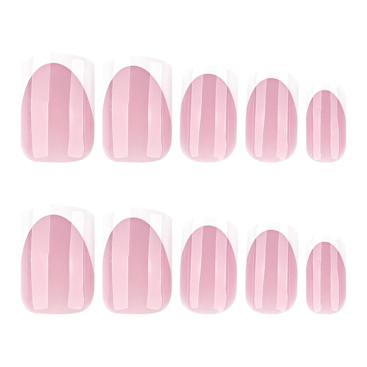 White French Tip Press on Nails Square Short Fake Nails Nature False Nails Press ons Glossy Acrylic Nails Reusable