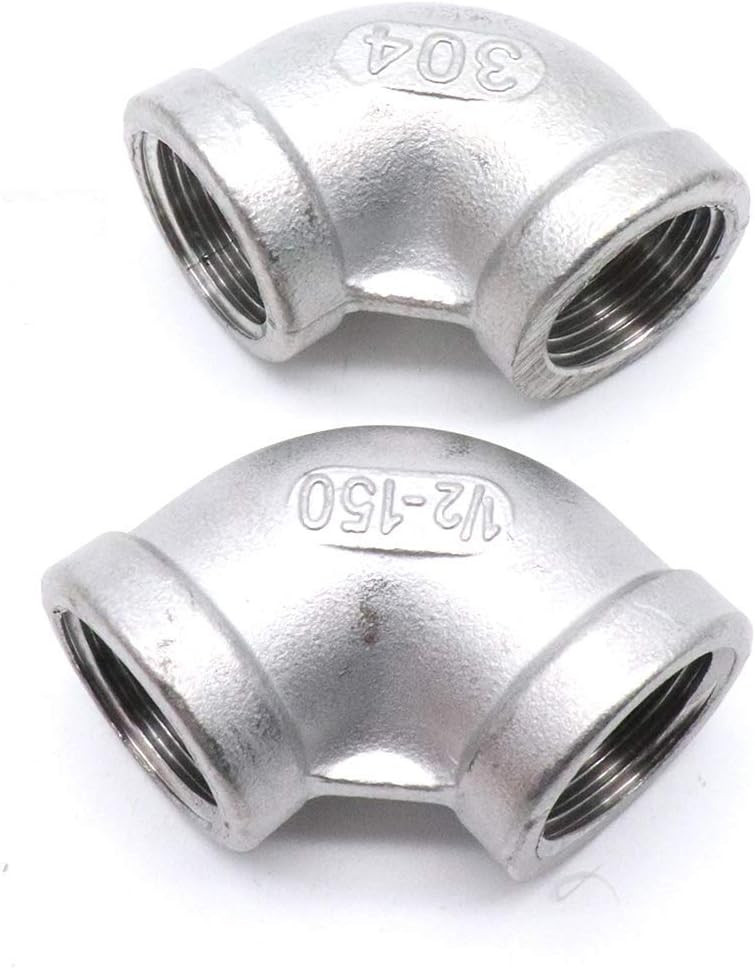 2Pcs 304 Stainless Steel 90 Degree Elbow 1/2" NPT Female x 1/2" NPT Female Threaded Pipe Fitting
