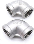 2Pcs 304 Stainless Steel 90 Degree Elbow 1/2" NPT Female x 1/2" NPT Female Threaded Pipe Fitting