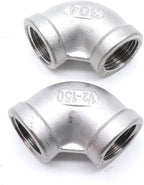 2Pcs 304 Stainless Steel 90 Degree Elbow 1/2" NPT Female x 1/2" NPT Female Threaded Pipe Fitting