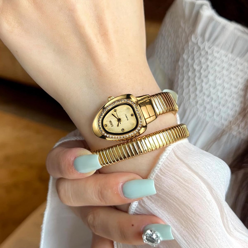 Snake Bracelet Watches for Women, Elegant Wrap Around Bangle Wristwatch, Fashion Jewelry Style Quartz Watch, Snake