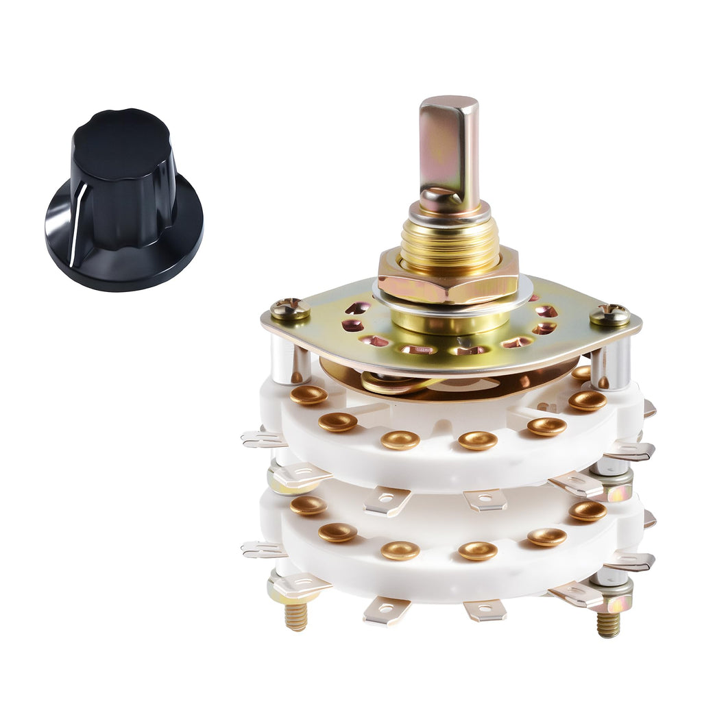 FOCMKEAS KCZ 2P6T Rotary Band Switch, 2 Pole 6 Position, 2 Deck