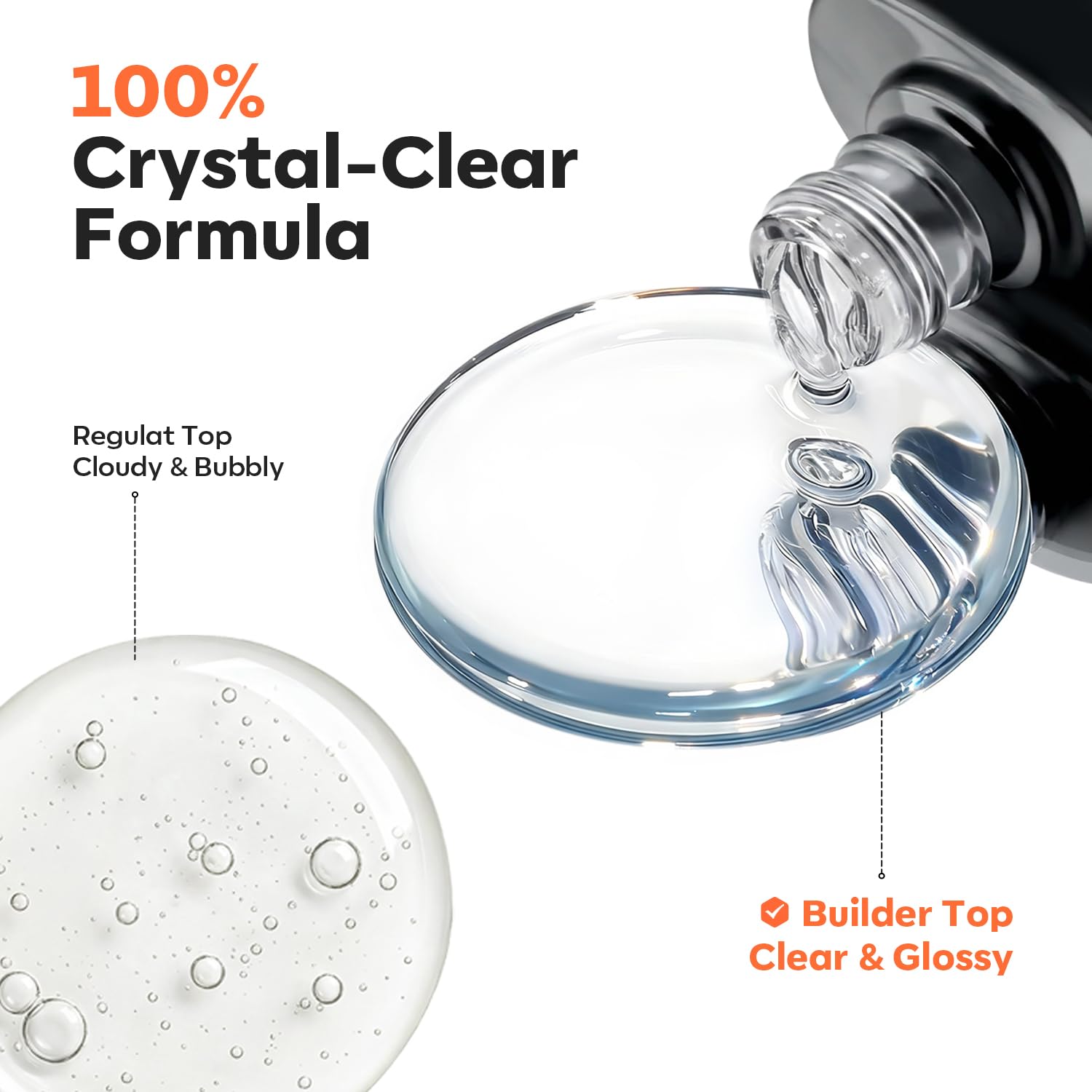 Builder Nail Gel Top Coat Clear 15ml No Wipe Apex Building | Ultra Gloss Gel Polish Self Leveling Crystal Top Coat