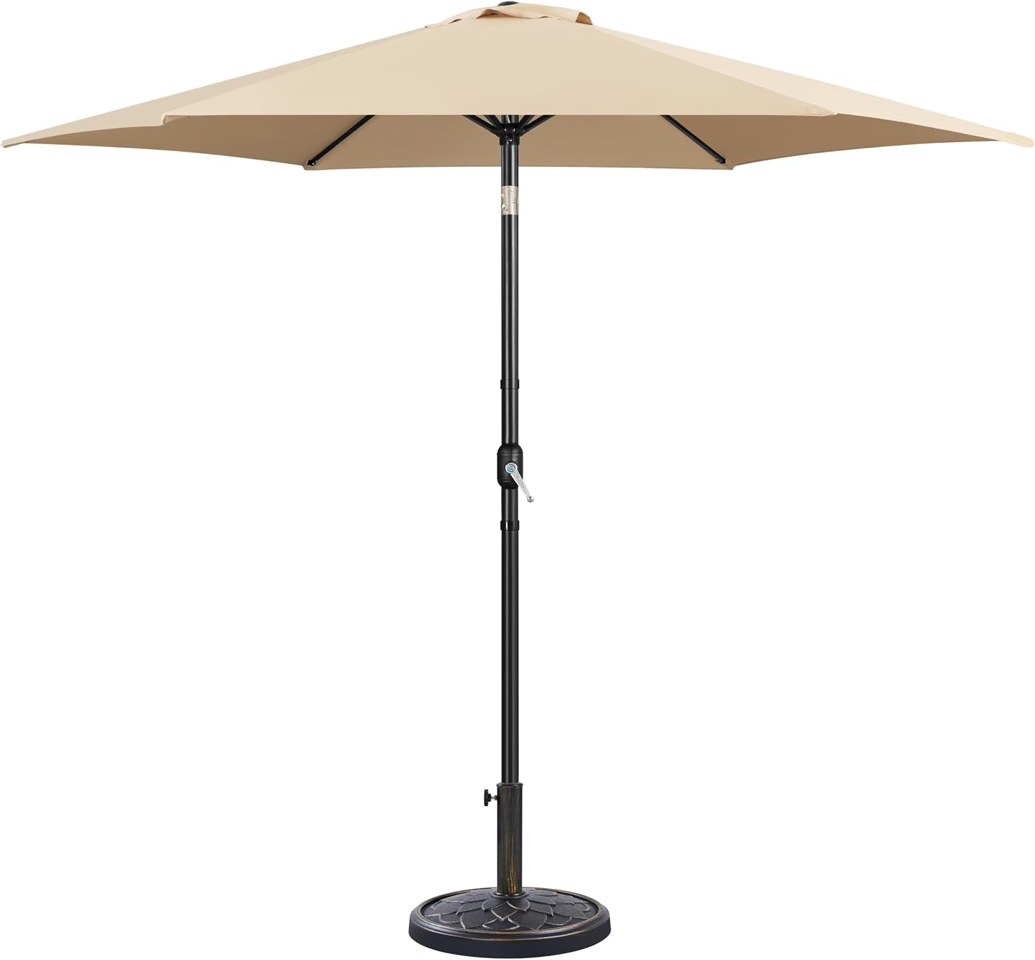 10FT Patio Sunshade with 26.5lb Umbrella Base Outdoor Table Sunshade w/Push Button Tilt, Crank and Sturdy Ribs, Patio