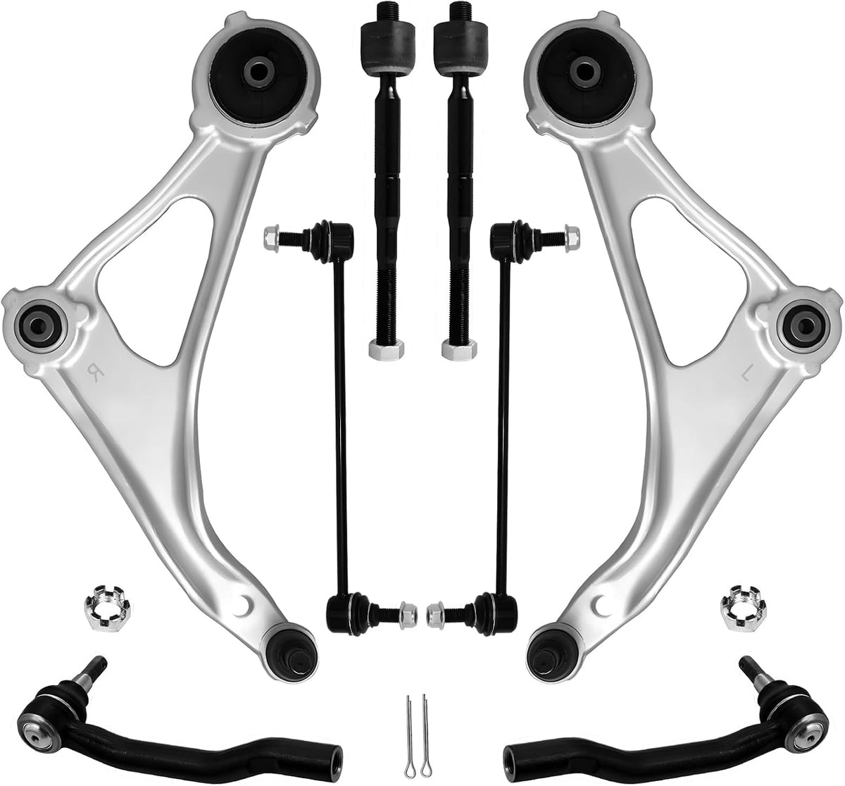 Front Lower Control Arm Suspension Kit Fit Nissan Altima 2014-2018,2013 Altima 4 Door Models,Nissan Maxima 2016-2023,w/Ball Joint 2 Sway Bar Link 4 Outer & Inner Tie Rod End