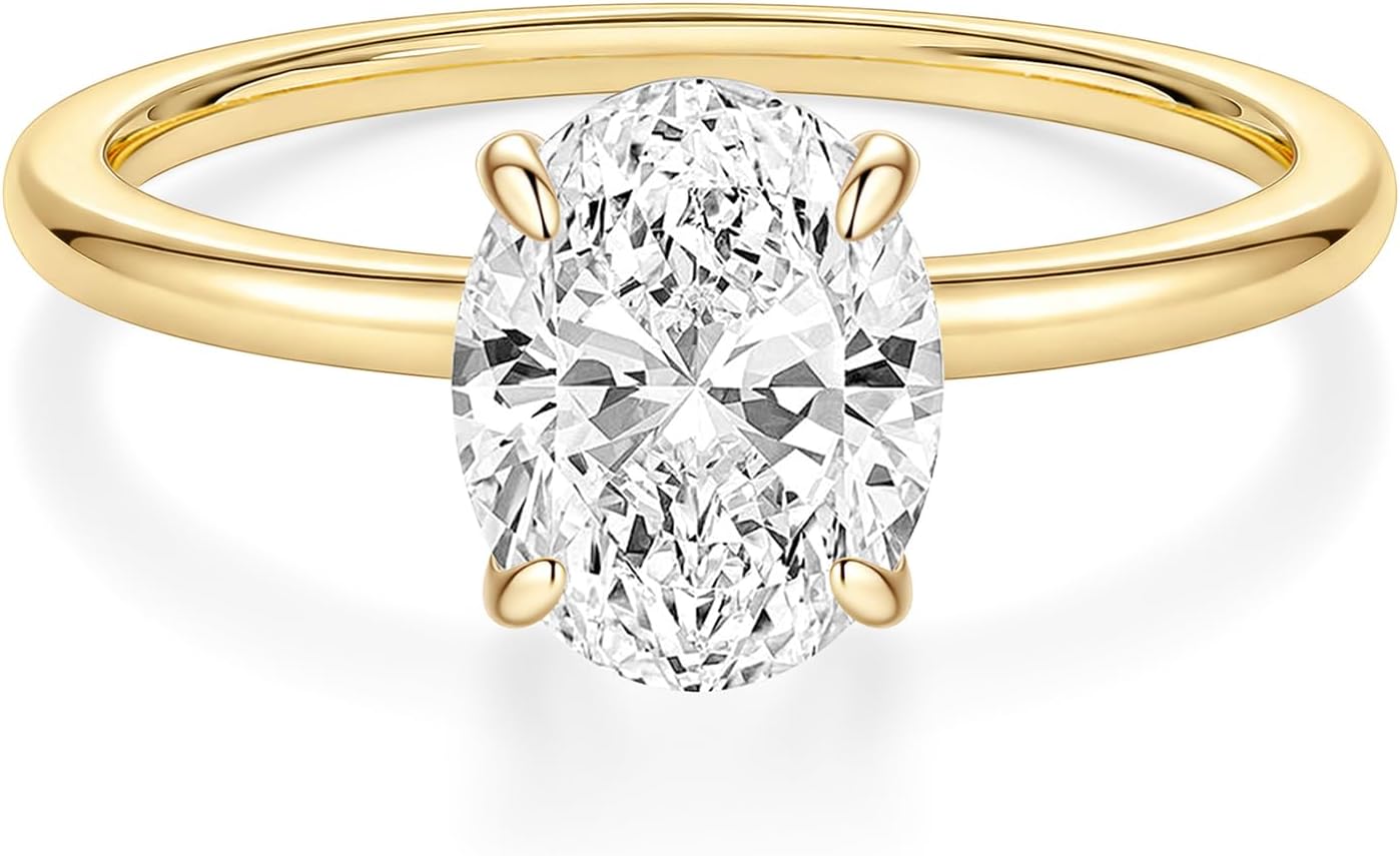 3CT 925 Sterling Silver Engagement Rings Oval Cut Solitaire Cubic Zirconia CZ Wedding Promise Rings for Her Wedding
