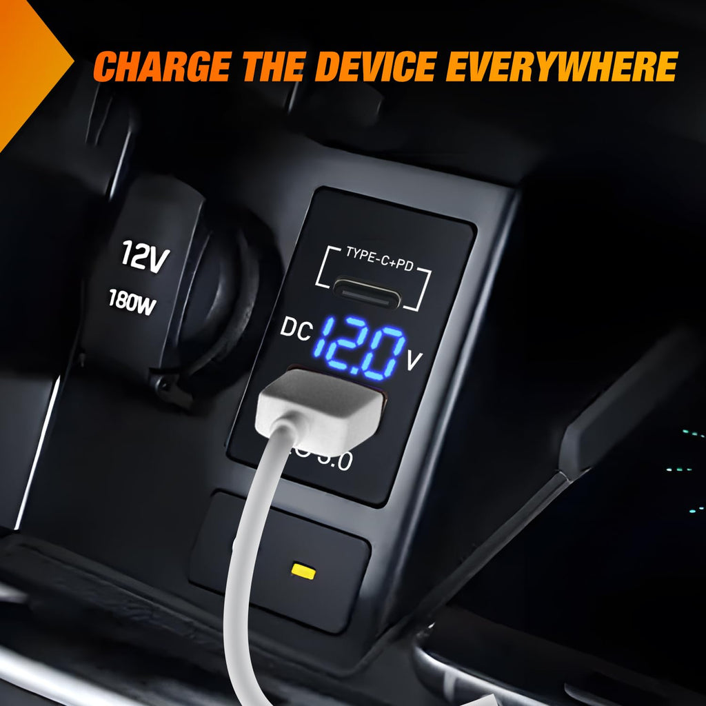 Nilight Rocker Switch Style USB Outlet Socket LED Voltmeter 1.54" x 0.83"