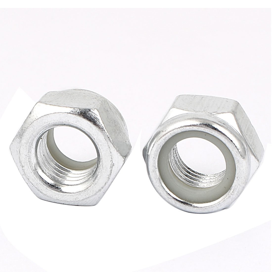 uxcell Hex Lock Nuts - M12 x 1.5mm Carbon Steel Nylon Insert Self-Locking Nuts for Fasteners, 10Pcs Silver Tone
