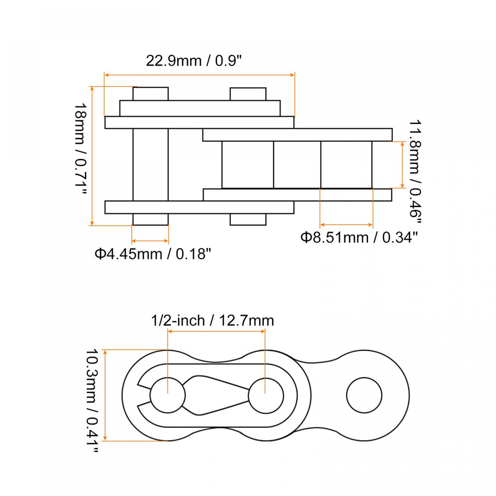 uxcell 5Pcs Chain Master Connector Link Roller, 1/2" Pitch Carbon Steel, Standard Connecting Split Links for 08B Chain