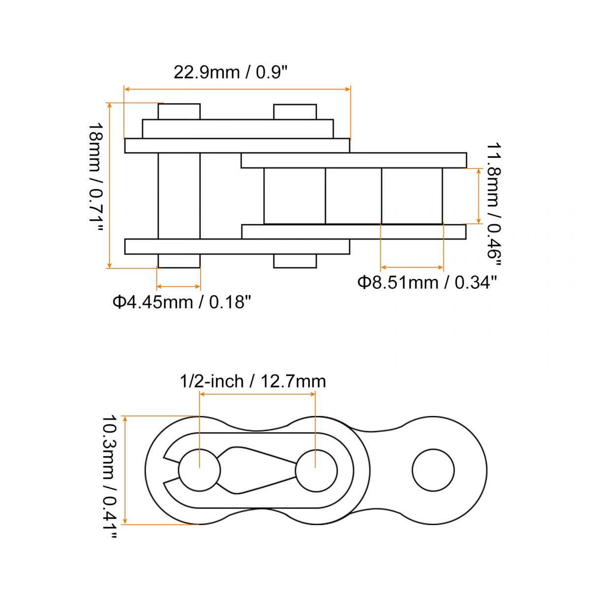 uxcell 5Pcs Chain Master Connector Link Roller, 1/2" Pitch Carbon Steel, Standard Connecting Split Links for 08B Chain