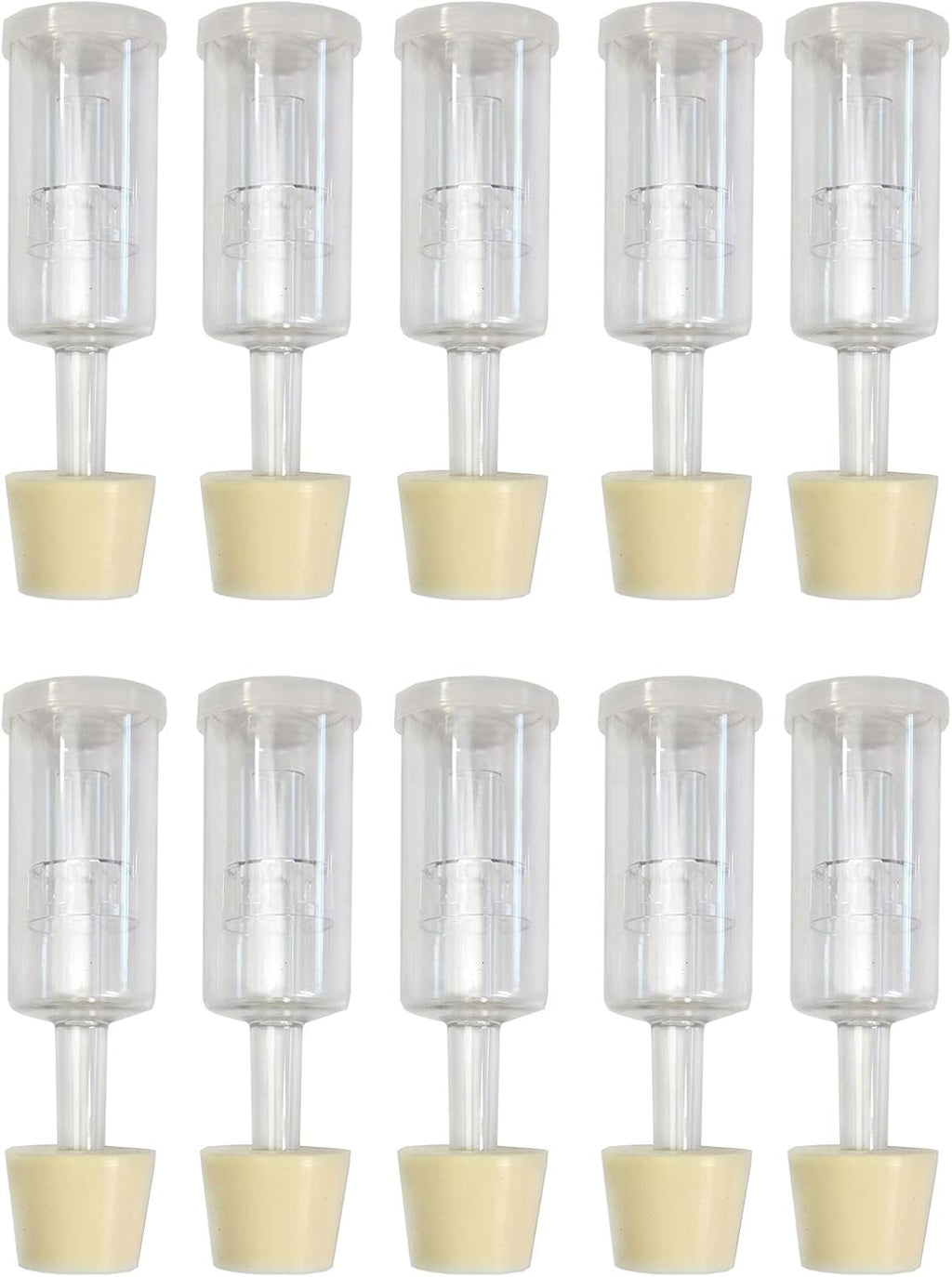 (10 Pack) Three-Piece Airlock and Drilled #6 Stopper Fermentation Beer Making Wine Making Kombucha Fits Gallon Jugs