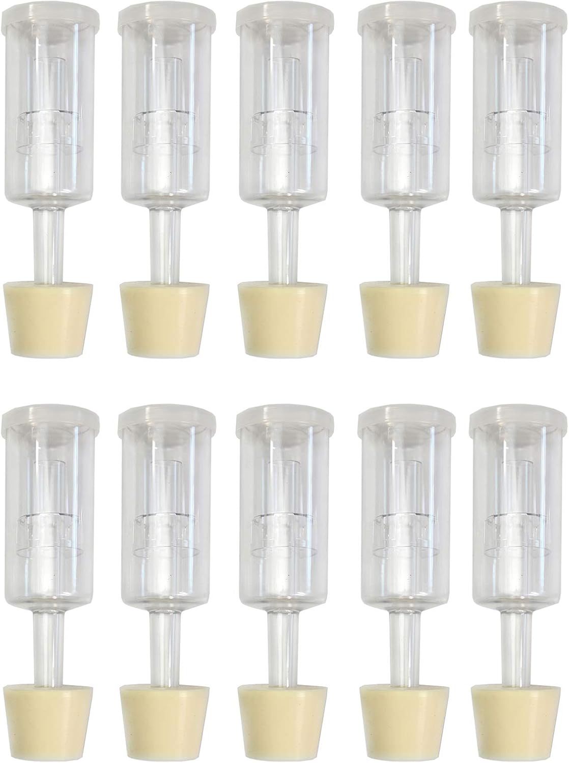 (10 Pack) Three-Piece Airlock and Drilled #6 Stopper Fermentation Beer Making Wine Making Kombucha Fits Gallon Jugs