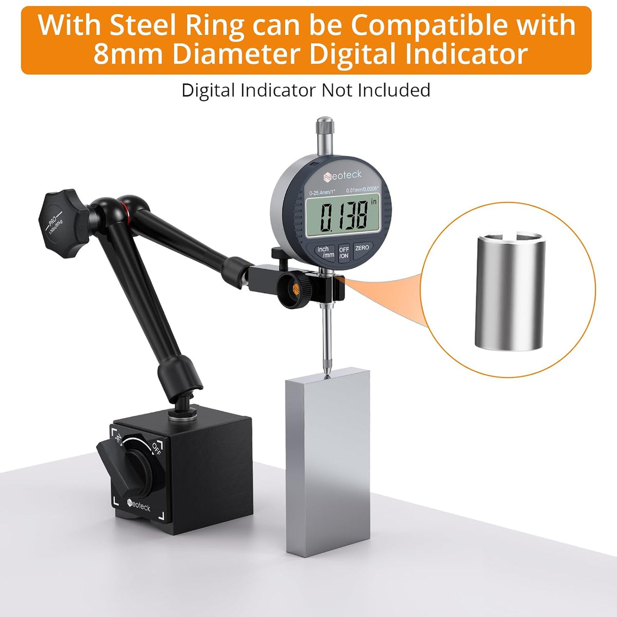 Neoteck 176lbs/80kg Magnetic Base Stand for Dial Indicator,Flexible Arm