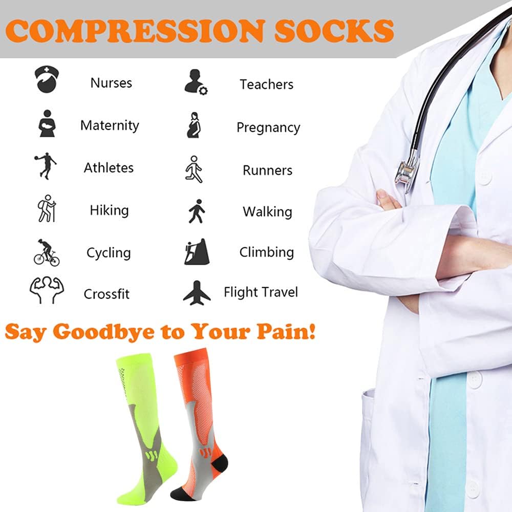 Compression Socks for Women & Men Best for Athletic, Running,Flight Travel,Cycling