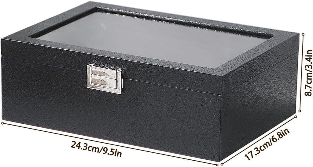Bracelet Display Holder with Rods for Bangles Watches, Jewelry Organizer Box Storage Case with Clear Lid (Black)