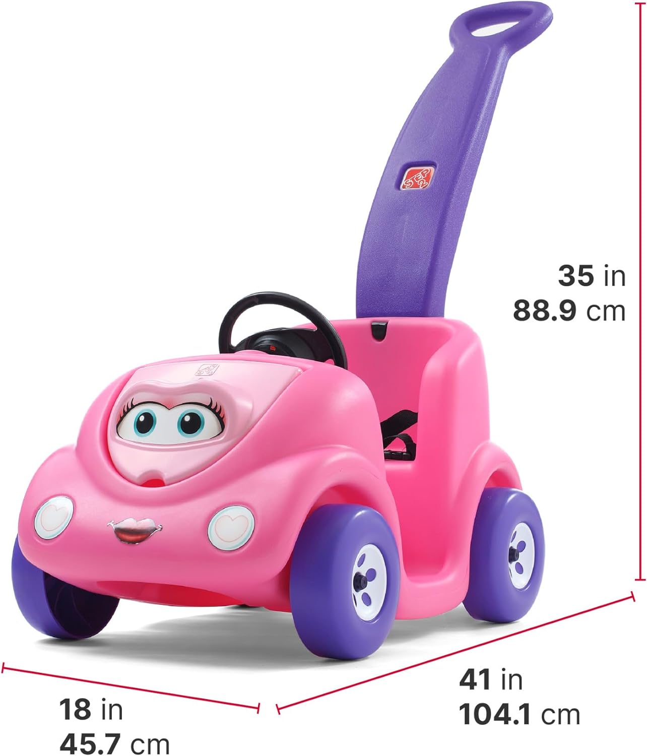 Step2 Push Around Buggy Kids Push Car, Ride On Toy, Stroller Substitute, Includes Seat Belt & Horn, Made of Durable