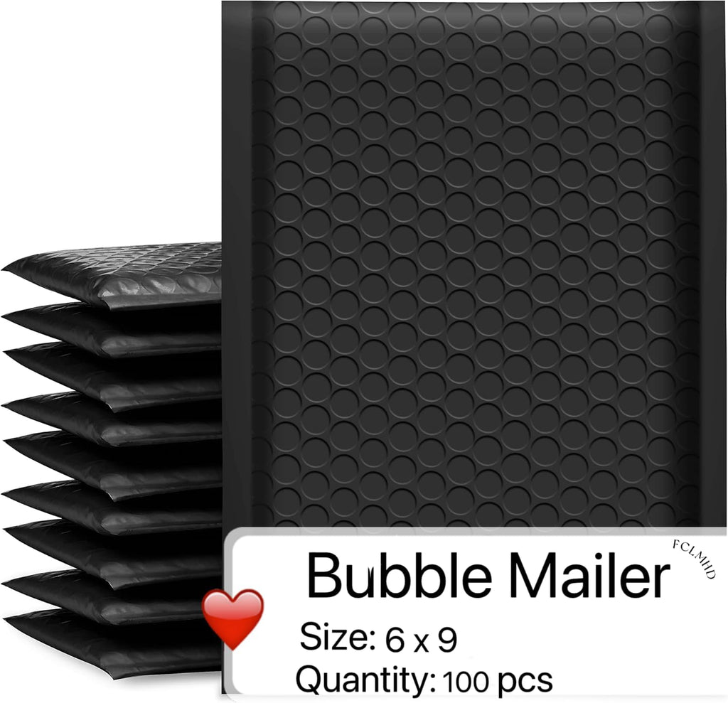 Bubble Mailers 6x10 inch 100 Pack Black Usable Size 6x9" Thick Padded Envelopes Opaque Waterproof Bubble Envelopes