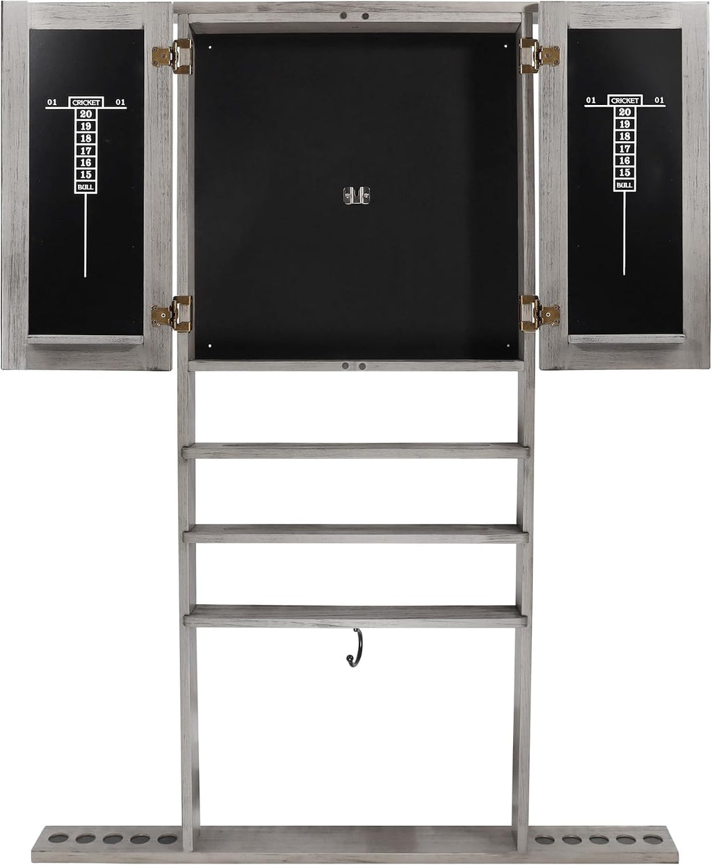 GSE Wall Mounted Billiard Pool Cue Rack & Dart Board Cabinet Only | Dart Scoreboard Included, 100% Solid Wood, Hold