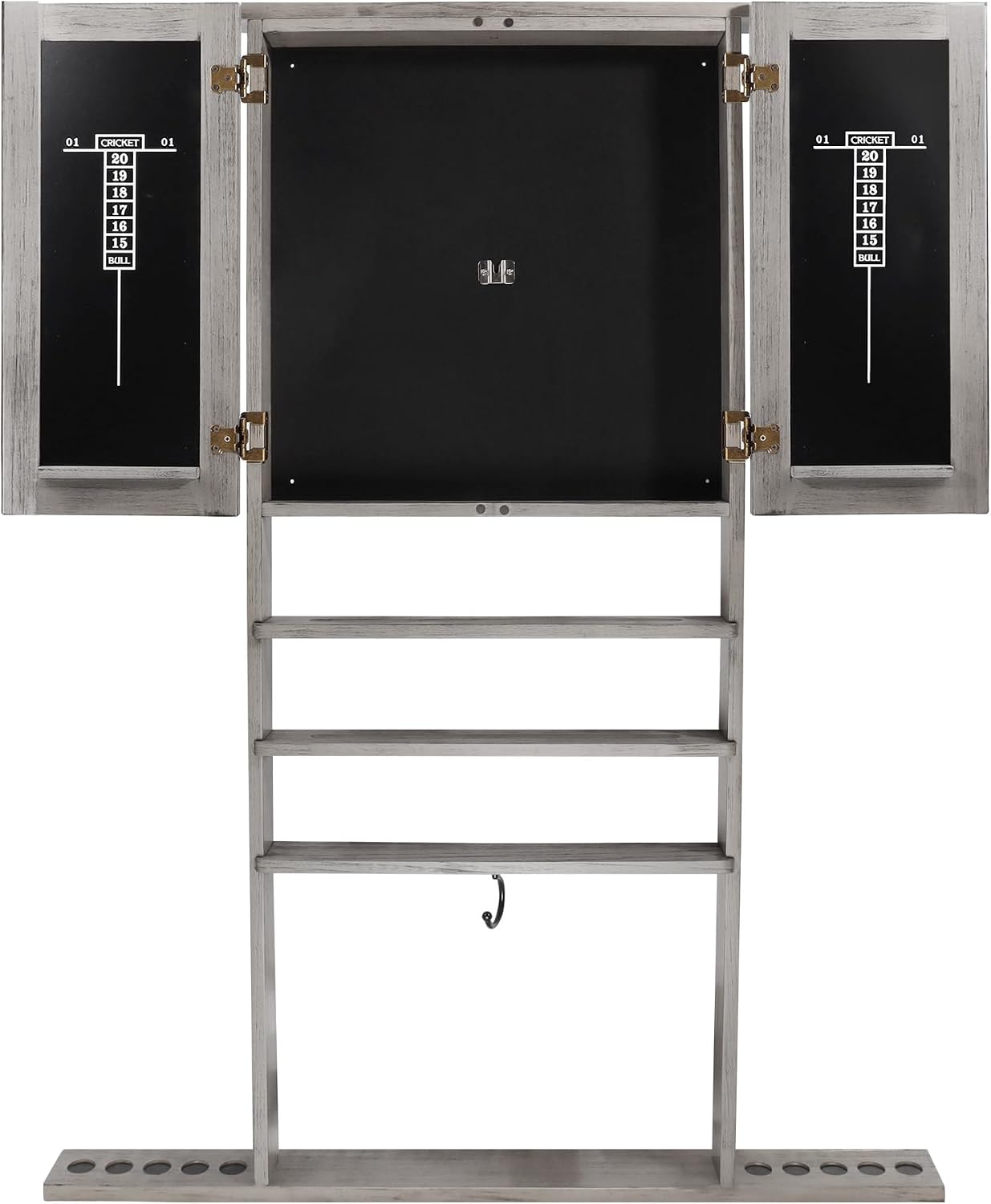 GSE Wall Mounted Billiard Pool Cue Rack & Dart Board Cabinet Only | Dart Scoreboard Included, 100% Solid Wood, Hold