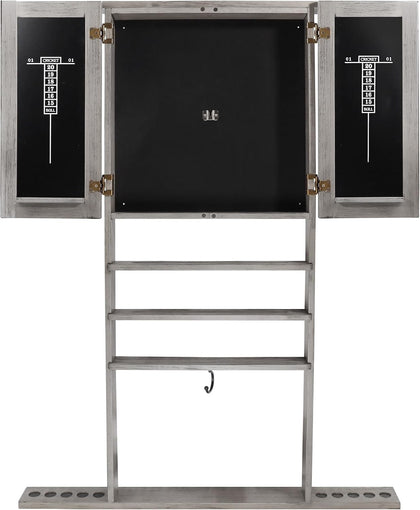 GSE Wall Mounted Billiard Pool Cue Rack & Dart Board Cabinet Only | Dart Scoreboard Included, 100% Solid Wood, Hold