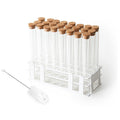 Glass Test Tube Set 24pcs 80ml Glass Test Tubes 25 x 200mm with Cork Stoppers and 1pcs 24 Holes Plastic Tubes Rack