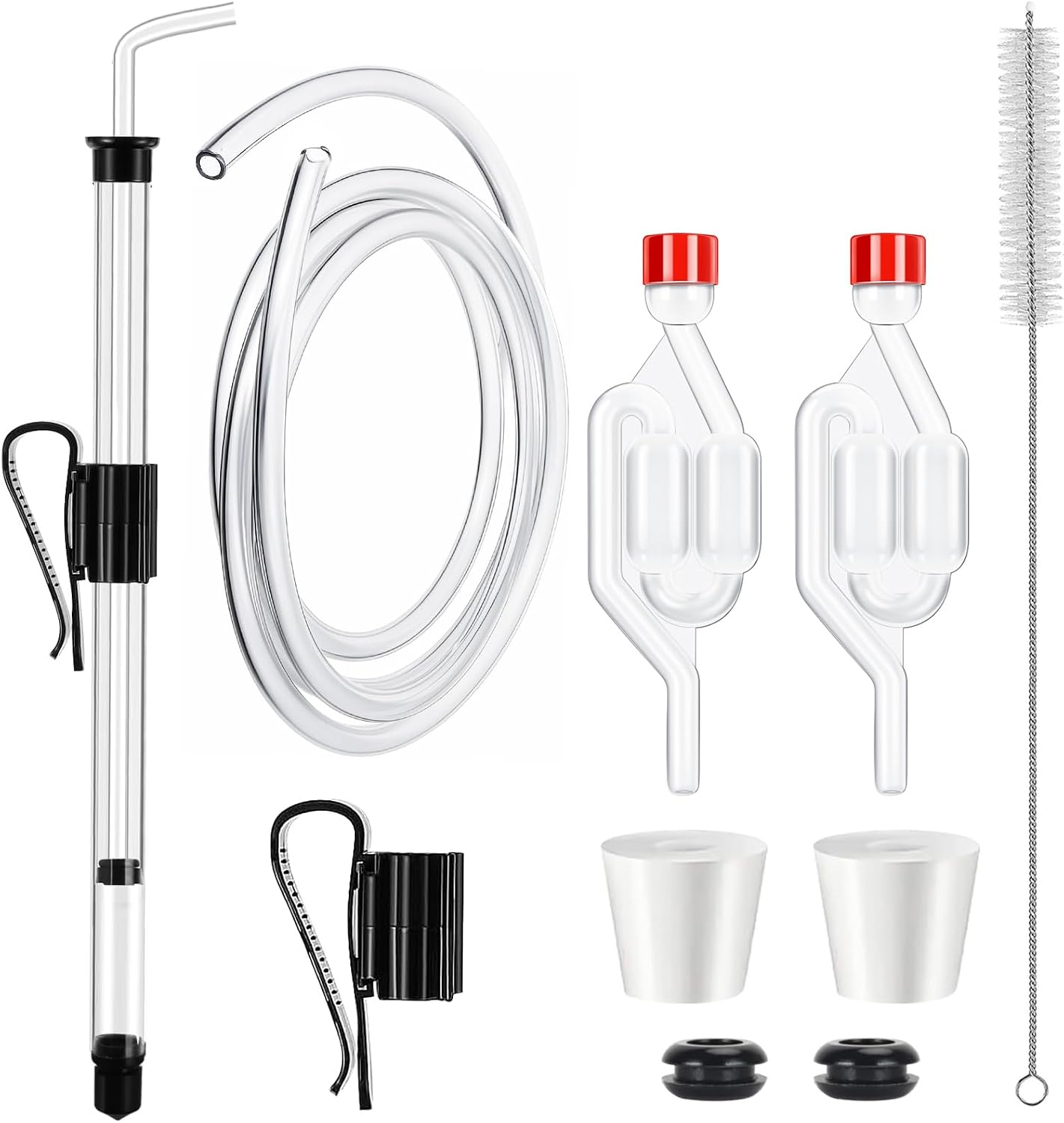14” Wine Siphon-3/8” Racking Cane Auto Siphon for Wine Making with Airlocks | 5.5FT Food Safe Silicone Tubing