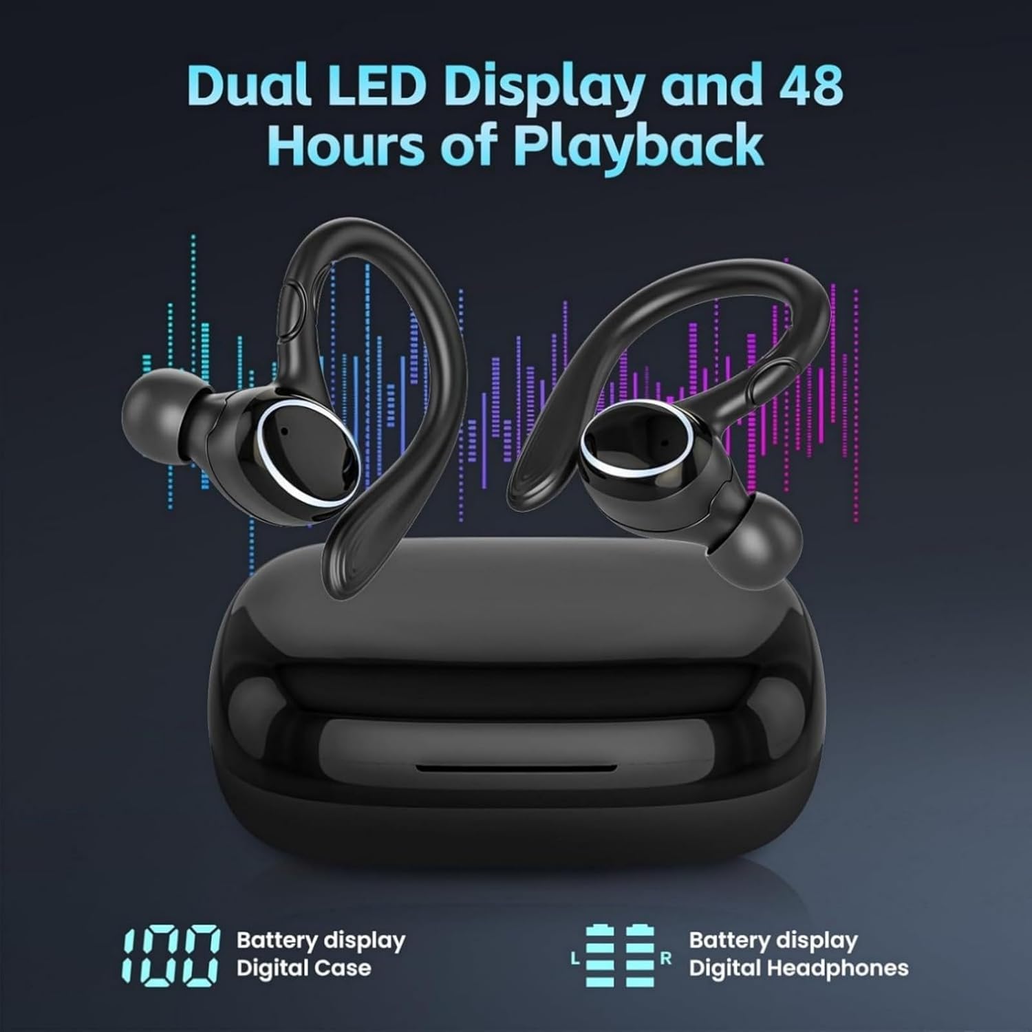 Wireless Earbuds Bluetooth 5.3 Headphones Stereo Ear Buds, ENC Noise Cancelling Mic,IPX7 Waterproof Earphones with