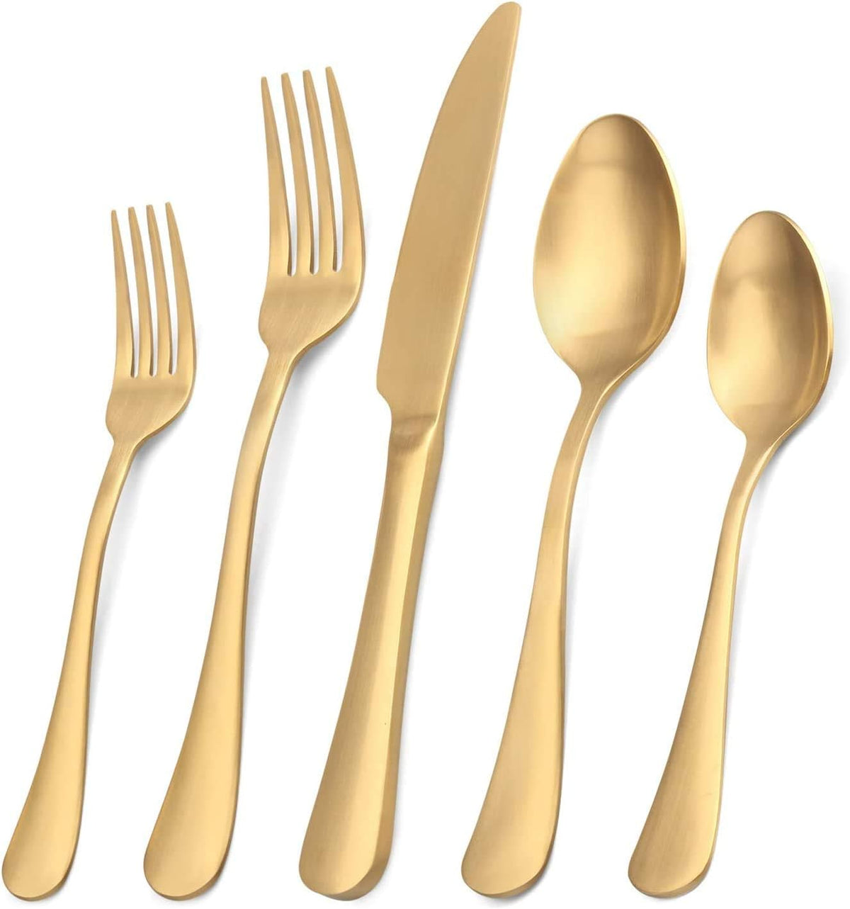 Satin Finish 40-Piece Stainless Steel Flatware Set, Matte Gold Silverware, Dishwasher Safe