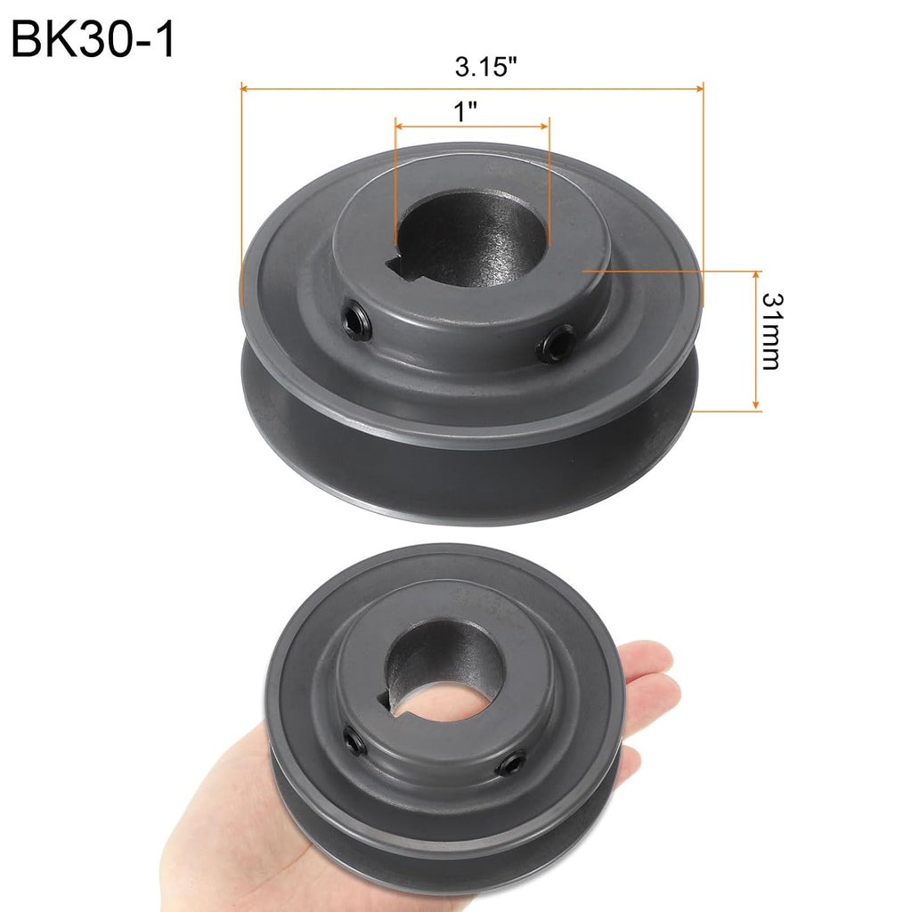 uxcell BK30-1 V-Belt Sheave 1" Bore, x 3.15" OD, Single Groove Web Sheave