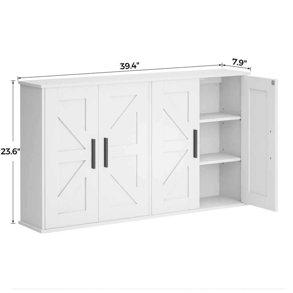 Laundry Room Wall Cabinet, Wall Mounted Storage Cabinet, White