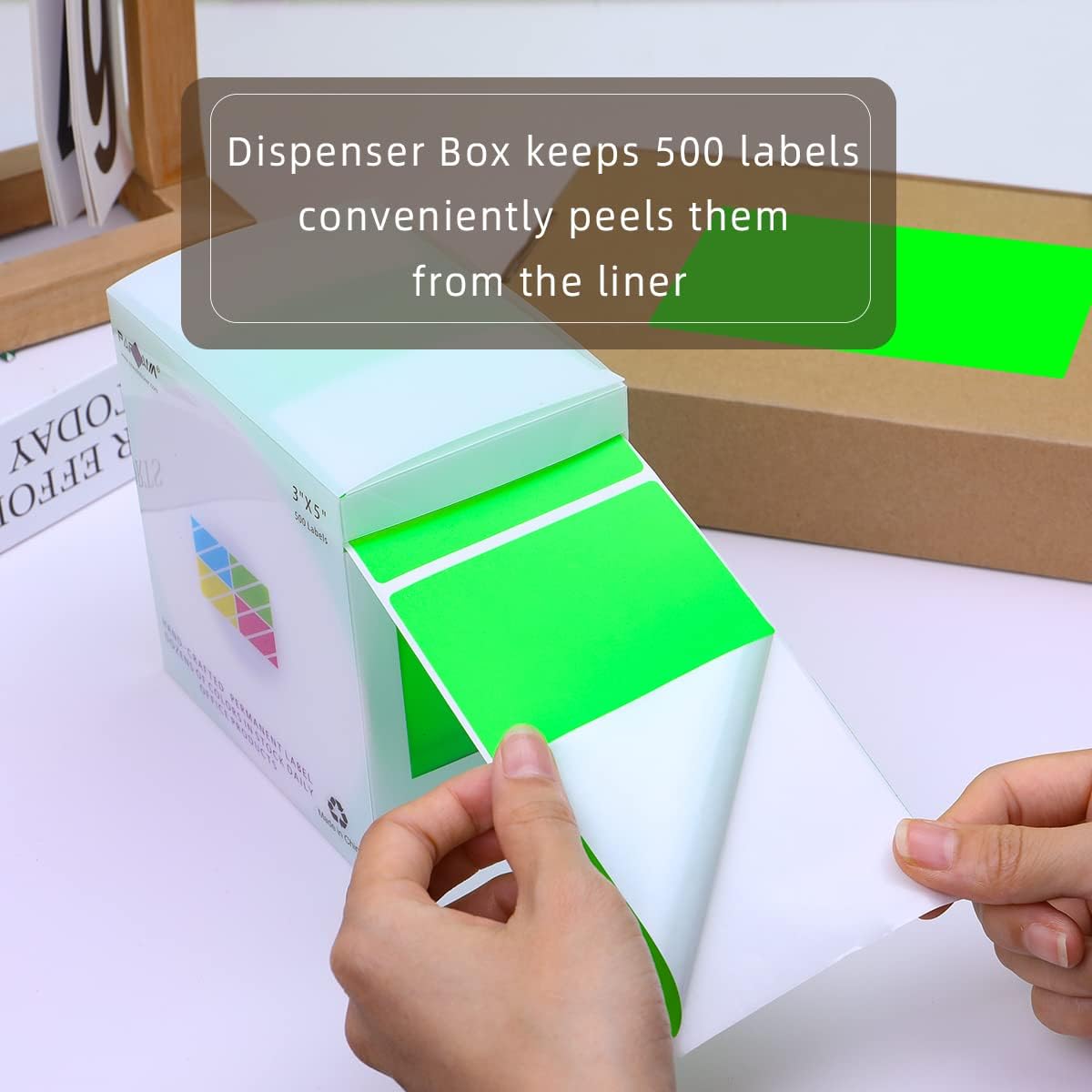 3 X 5 Inch Rectangle Adhesive Color Coding Stickers,Square Inventory Label Stickers -500Per Dispenser Box