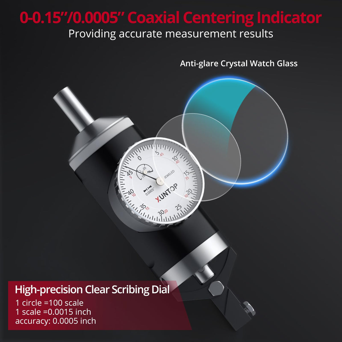 XUNTOP 0-0.15''/0.0005''Coaxial Centering Indicator