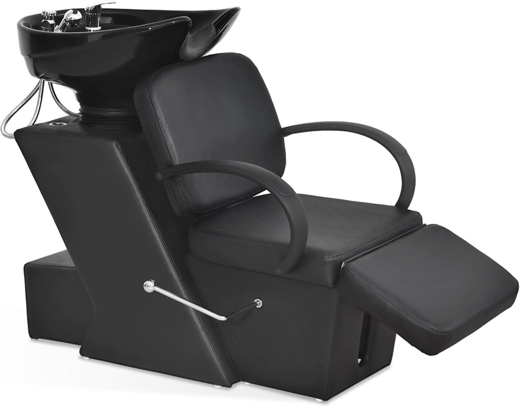 Ceramic Bowl Shampoo Chair for Salon Beauty Spa Unit Station 9051 | Adjustable Backwash Sink, Hair Stylist Barber