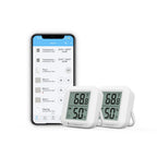 Zigbee Temperature and Humidity Sensor 2 Pack, Digital LCD Display, ZigBee Hub Required, App Records, Remote