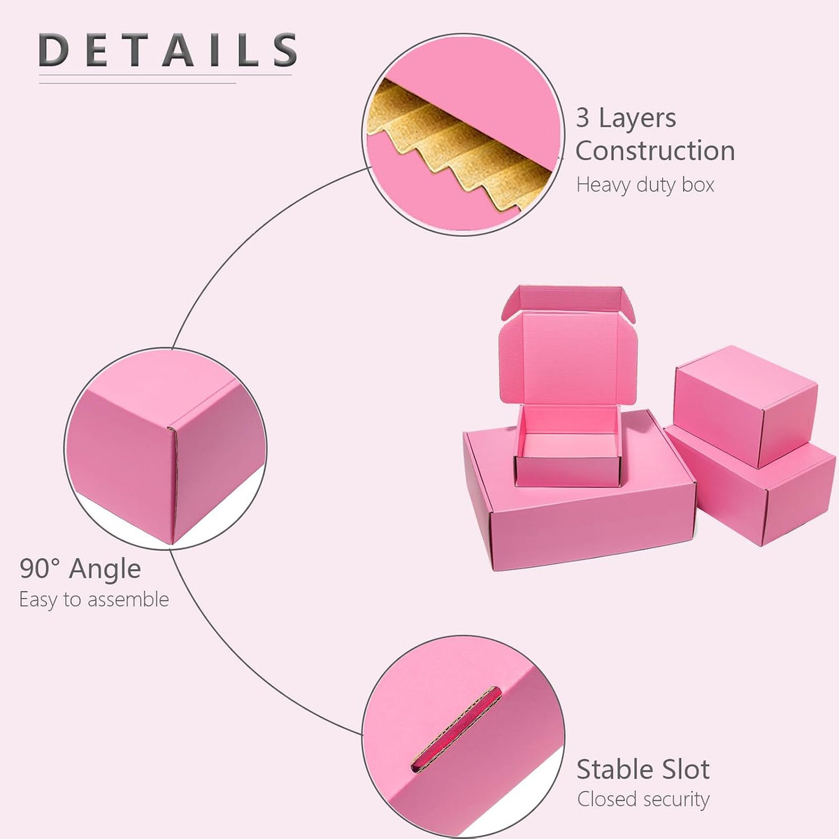 Small Shipping Boxes 6x6x2 Inches 25 Pack Pink Corrugated Cardboard