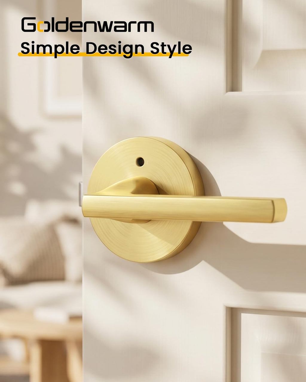 Brushed Gold Door Handles Interior Privacy Door Handle 8 Pack