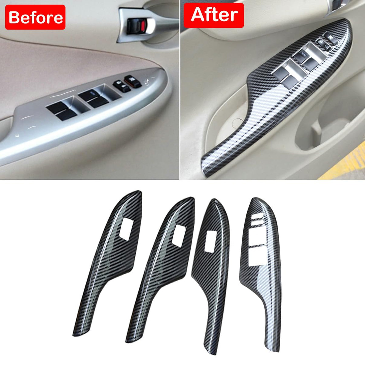4Pcs/Set Power Window Switch Cover Panel for Toyota Corolla 2007-2013