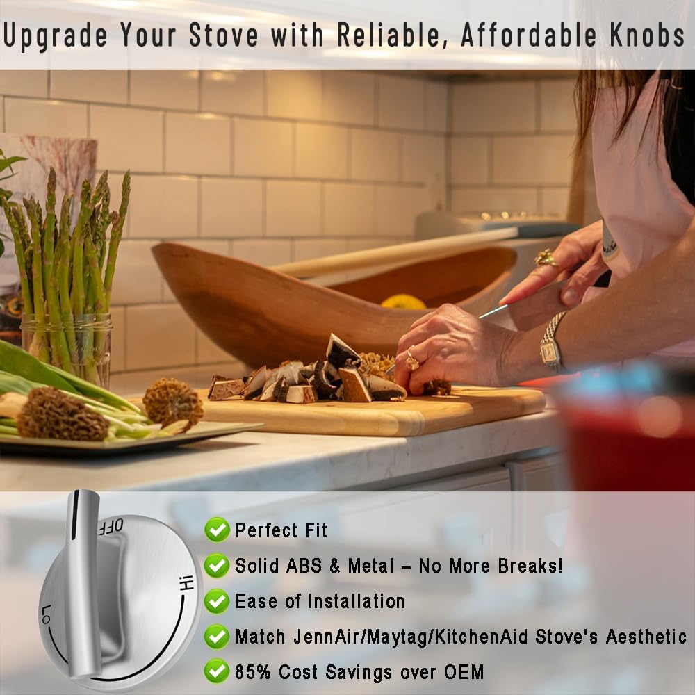Stove Knobs for Jenn-Air, KitchenAid & Maytag Gas Cooktops for 7733P410-60