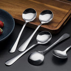 Soup Spoons, 12pcs Stainless Steel Spoons Heavy-Weight Round Spoon Flatware