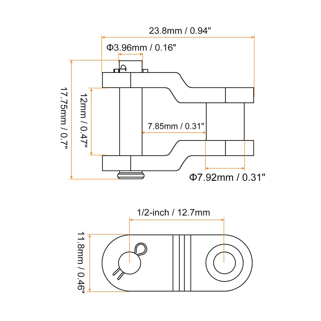 uxcell 6Pcs #40 Chain Offset Half Link Roller, 1/2" Pitch Carbon Steel, Standard Chain End Connector Split Links for 08A Chain