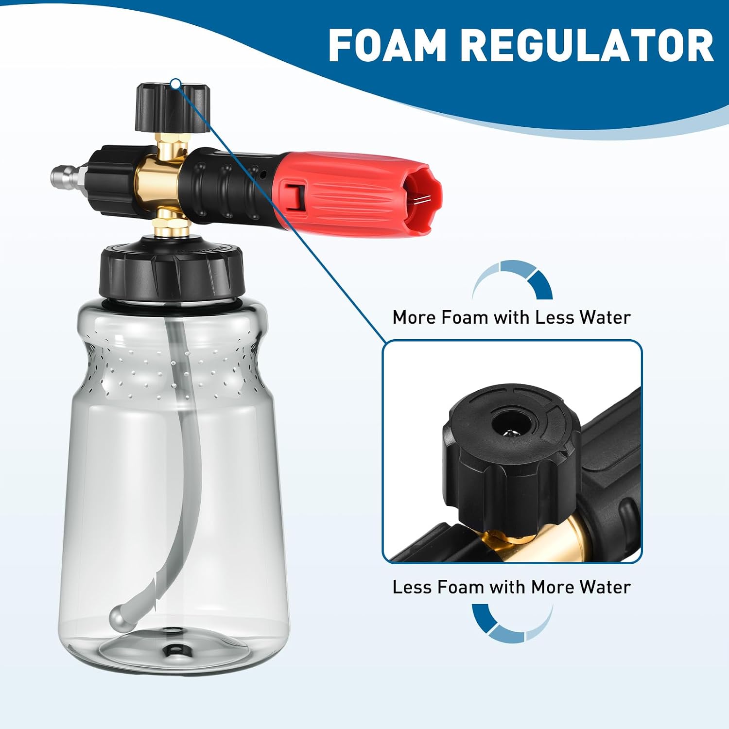 Foam Cannon for Pressure Washer, 1L Thick Foam Lance Soap Dispenser for Car Washing with Adjustable Thick Foam with