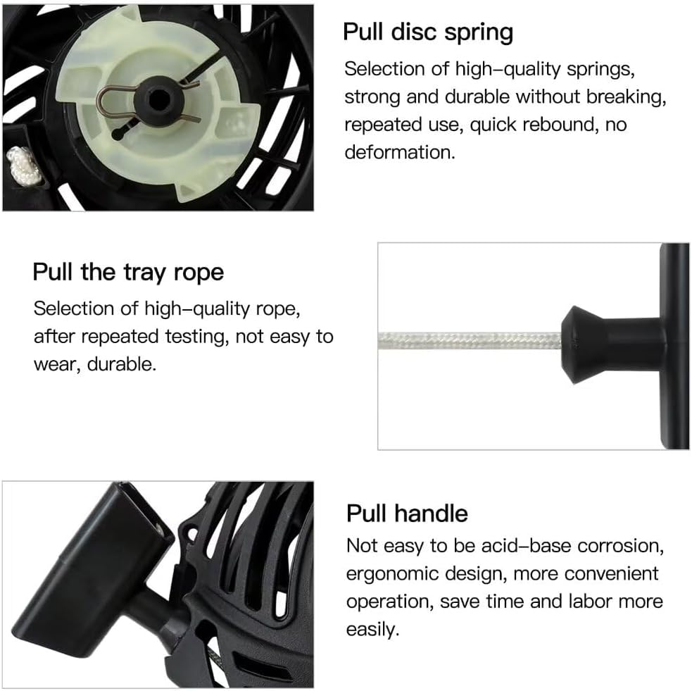 Recoil Pull Starter Assembly Compatible with Snapper 12A-A2BE707 Lawn Mowers 21" 140cc Engine(Black),Compatible with Briggs & Stratton 08P502 093J02 09P602 09P702 Engines