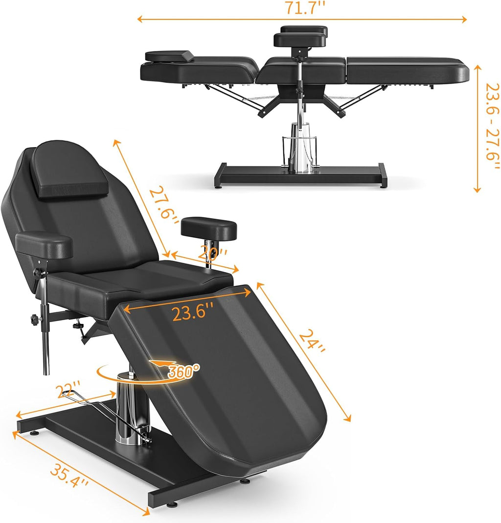 Black Hydraulic Tattoo Chair for Client Spa Bed for Esthetician