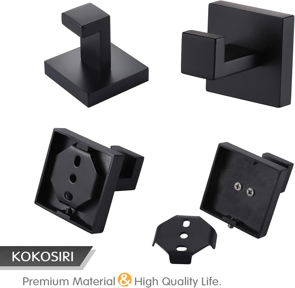 Bath Towel Hook Wall Mount Square Robe Hook Coat Hook, Bathroom Kitchen Garage Heavy Duty Wall Mounted, SUS 304