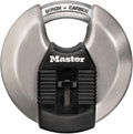 3-1/8" Wide Disc Padlock, Heavy-Duty Stainless Steel, M50XKA | Discus Lock For Storage Units, Sheds and