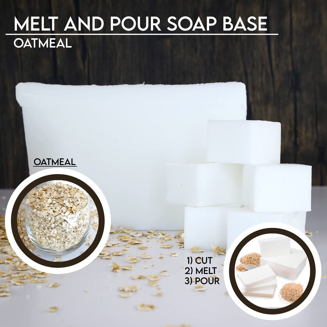 Oatmeal - Moisturizing Melt and Pour Glycerin Soap Base for Crafting and Soap Making, Easy to Cut - 2 Pound