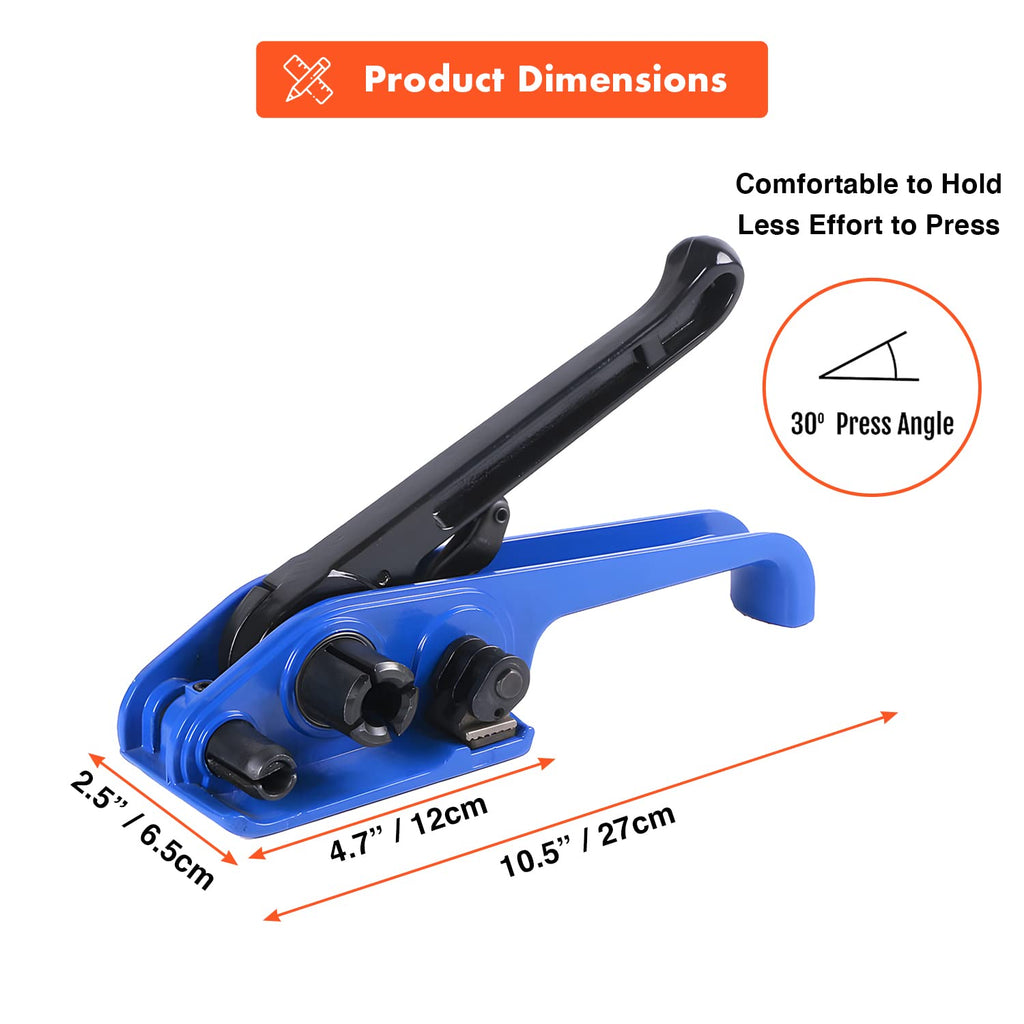 Heavy Duty Poly Strapping Tensioner & Cutter Manual Banding Tools Windlass for 1/2" -3/4" Width Polyester Polyproplyn