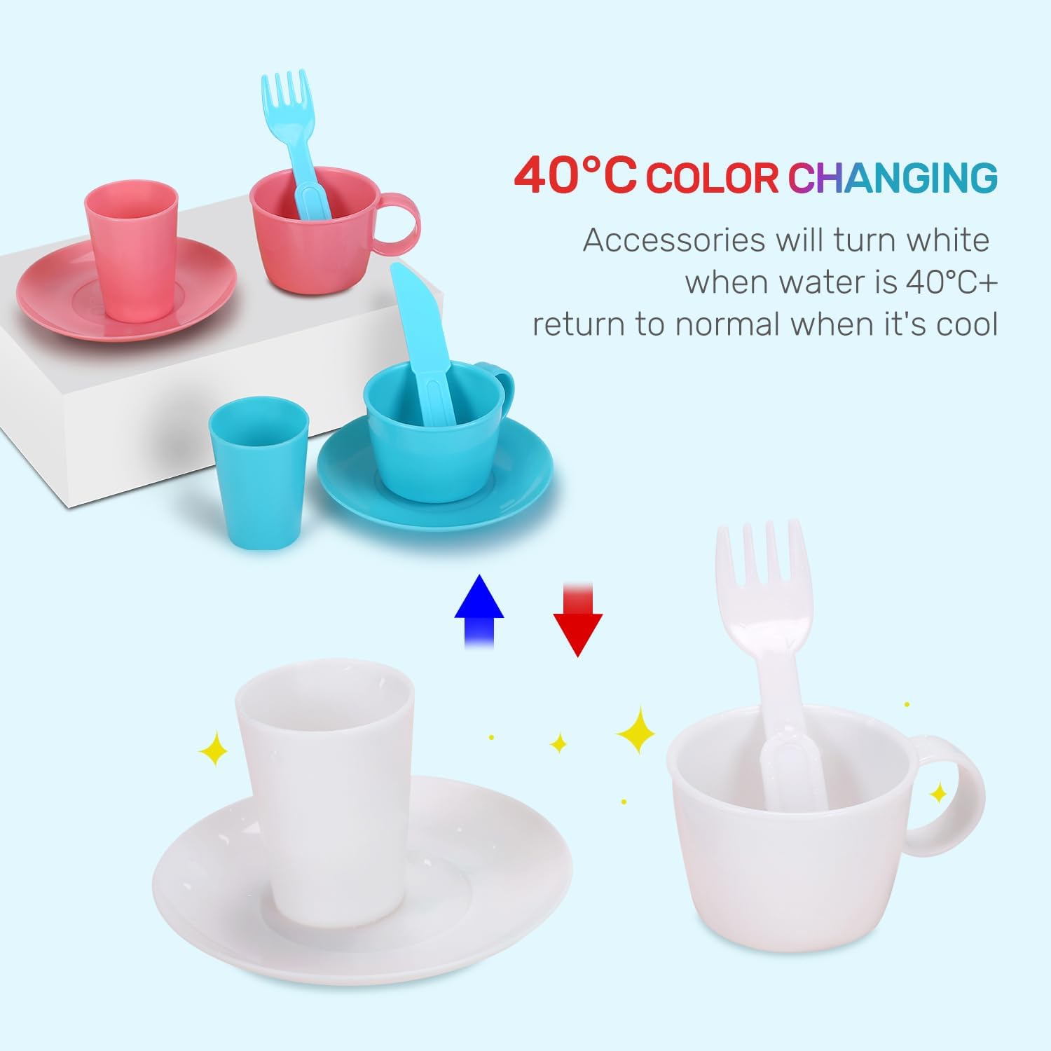 Color Changing Kitchen Sink Toys, Children Electric Dishwasher Playing Toy with Running Water, Upgraded Faucet